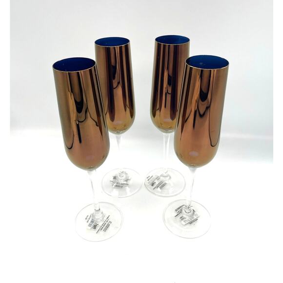 Pier 1 Imports Bronze Set of 4 Champagne Flutes 9.25" Tall - Picture 2 of 7
